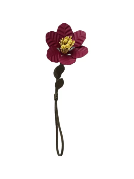 Colier Potamy din piele cu model floral maro