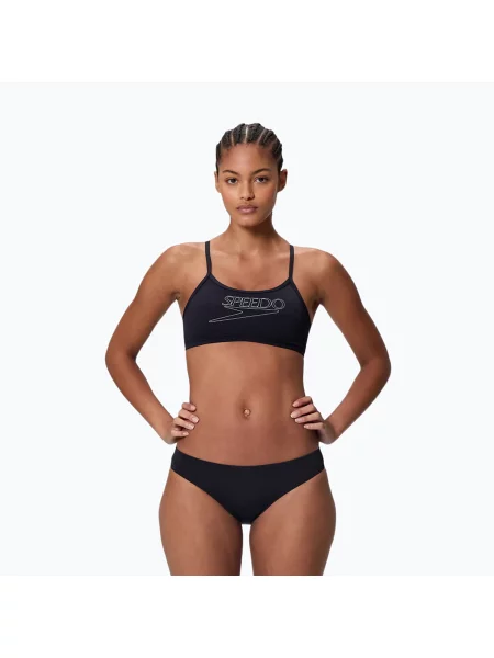 Дамски бански костюм от две части Speedo Endurance+ Logo Thin Strap anthracite черно
