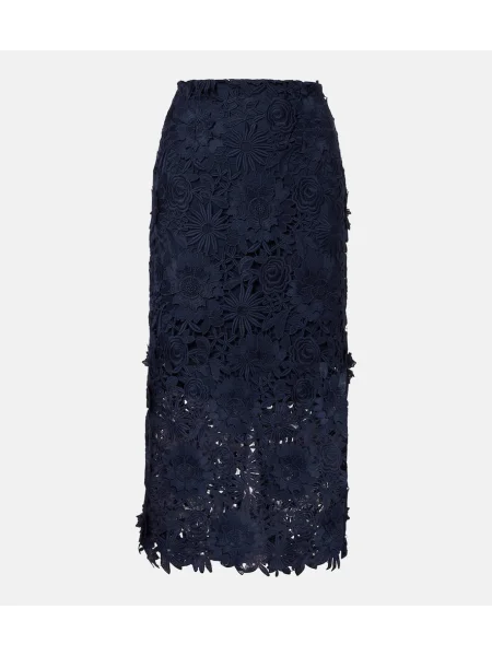Spódnica midi Rotate koronkowa do kolan niebieska