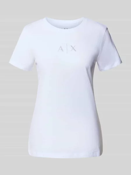 T-shirt o kroju regular fit z czystej bawełny z nadrukiem z logo Armani Exchange biała
