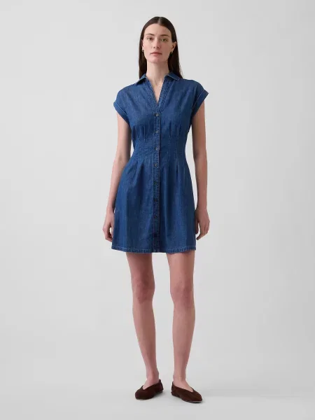 Rochie din denim Gap albastru