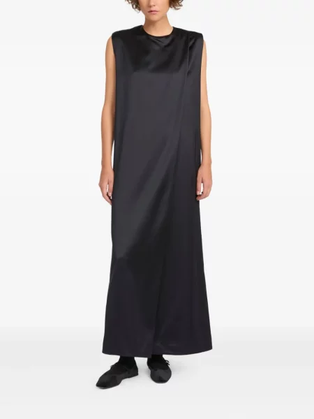 Rochie maxi Yves Salomon din satin de costum negru