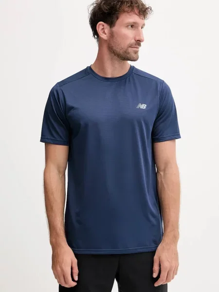 Тениска за трениране New Balance с изчистен дизайн тъмносиньо