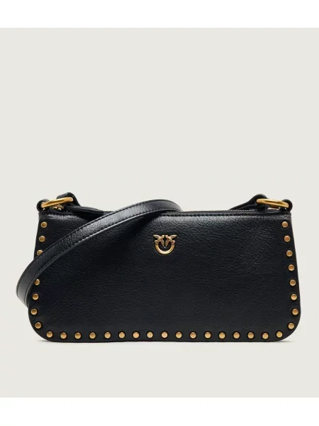 Pinko De piele geantă pe umăr Half Moon Horizontal Mini negru