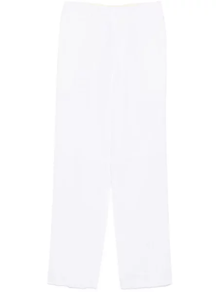 Lněné kalhoty Moschino bílé