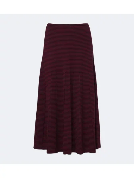 Fustă midi Proenza Schouler de lână cu dungi