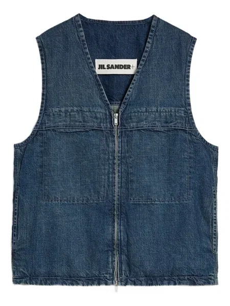 Дънков елек Jil Sander джобове на гърдите синьо