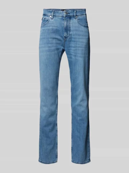 Jeansy o kroju regular fit z detalem z logo model ‘Maine’ Boss błękitne