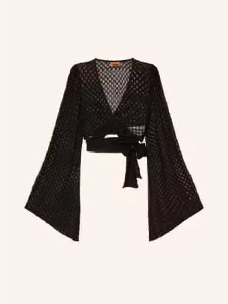 Missoni Krótka Bluzka Kopertowa Z Błyszczącą Przędzą schwarz czarna