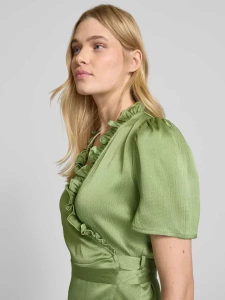 Bluzka o kroju regular fit w kopertowym stylu model ‘Peony’ A-view