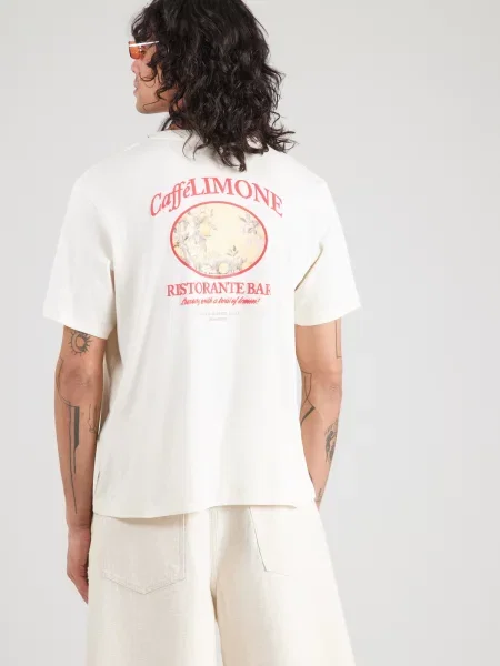 JACK & JONES Tričko JORHYERES citrónová / tmavočervená biela