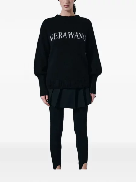 Пуловер Vera Wang с кръгло деколте с автограф черно