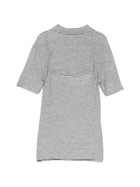 Tricou polo Pushbutton cu dungi gri