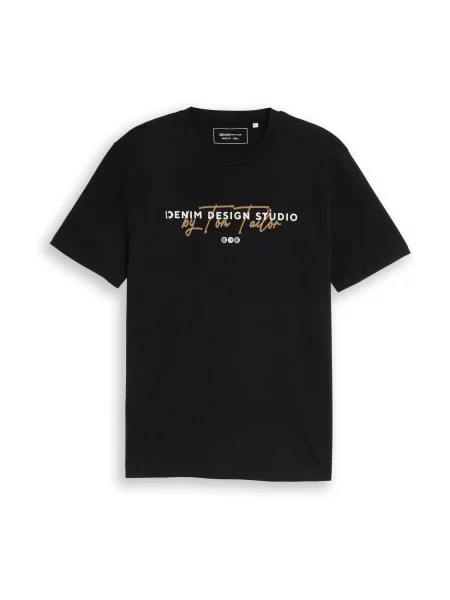 TOM TAILOR DENIM Tricou bej / negru alb