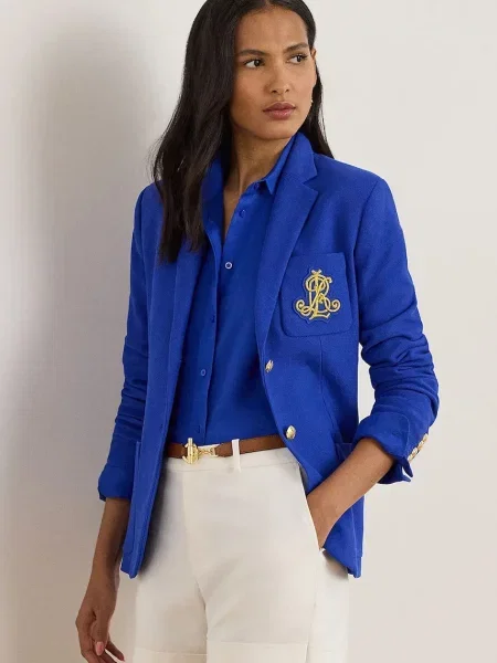 Lauren Ralph Lauren marynarka jednorzędowa gładka niebieski