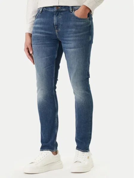 Guess Jeansy Chris Granatowy Super Skinny Fit niebieskie