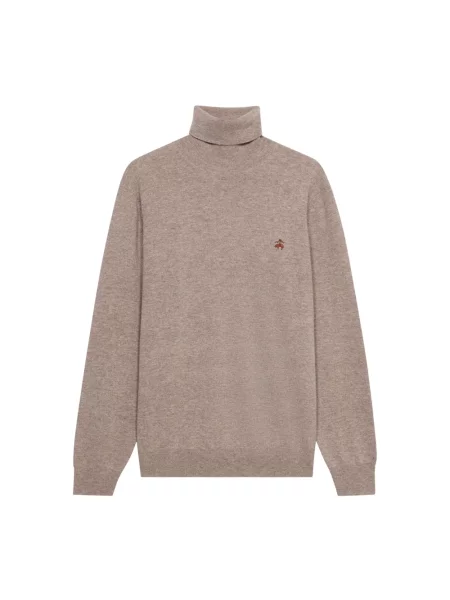 Sweter z golfem Brooks Brothers wełniany z logo różowy