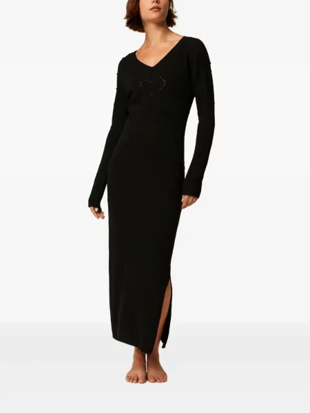 Rochie Twinset tricotate cu decolteu în V de costum negru