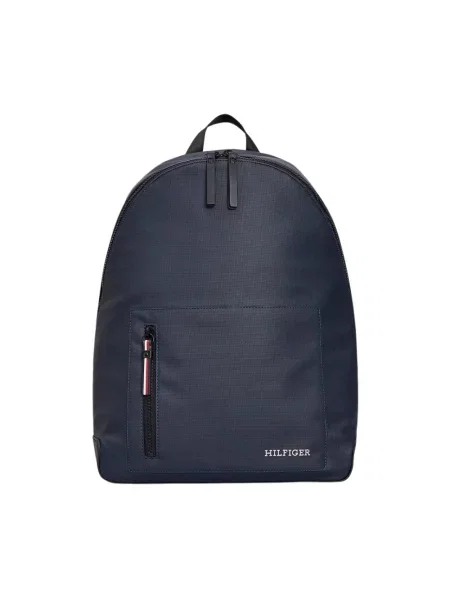 Lniany plecak Tommy Hilfiger niebieski