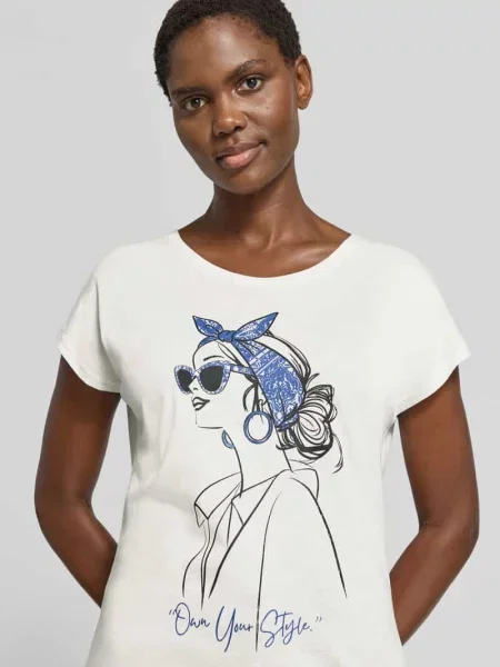 T-shirt z mieszanki bawełny i Christian Berg Woman biała
