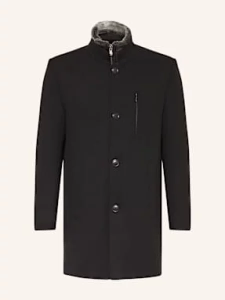 Strokesman's Kabát S Umělou Kožešinou A Odnímatelnou Krycí Légou černá