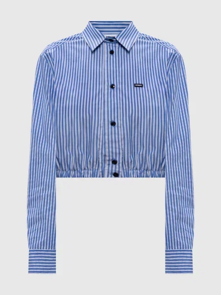 Укорочена сорочка в смужку Vetements синя