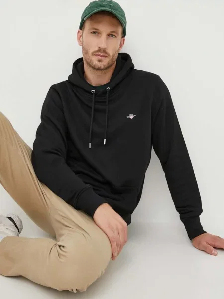 Mikina Gant s kapucí hladká černá