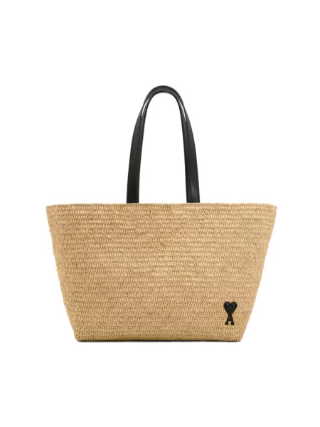 Torebka Ami Paris skórzana beżowa