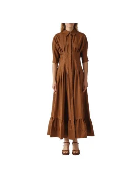Sukienka koszulowa Max Mara Studio z krótkim rękawem brązowa