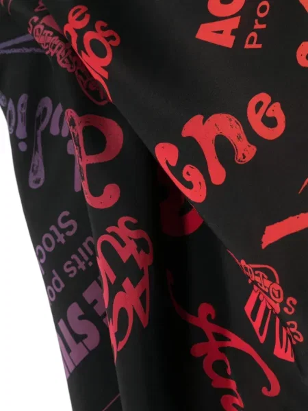 Šilkinis raštuotas šalikas Acne Studios juoda