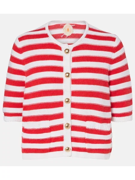 Cardigan Jardin Des Orangers din cașmir cu dungi roșu