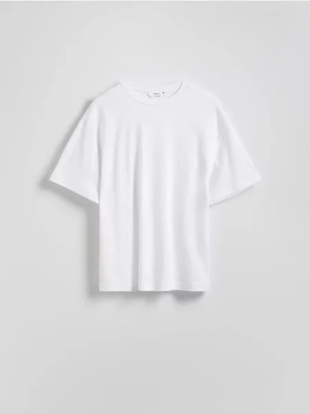 Reserved Tricou oversized cu adaos de mercerizat alb