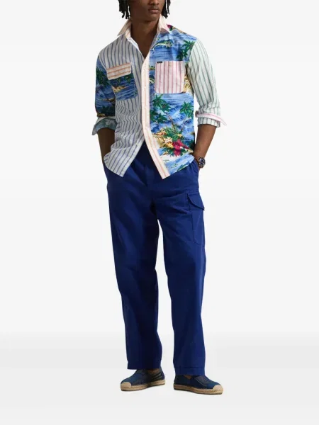 Slip de baie Polo Ralph Lauren cu broderie din piele de căprioară în carouri albastru