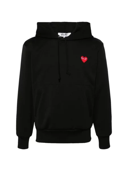 Суичър с качулка Comme Des Garçons със сърца черно