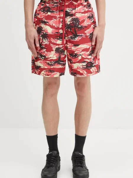 A Bathing Ape pantaloni scurti Palm Tree Camo rosu