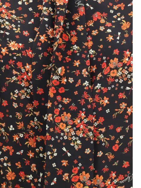 Μεταξωτό φλοράλ πουκάμισο Gucci με σχέδιο μαύρο