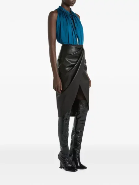 Fustă midi Balmain drapată negru
