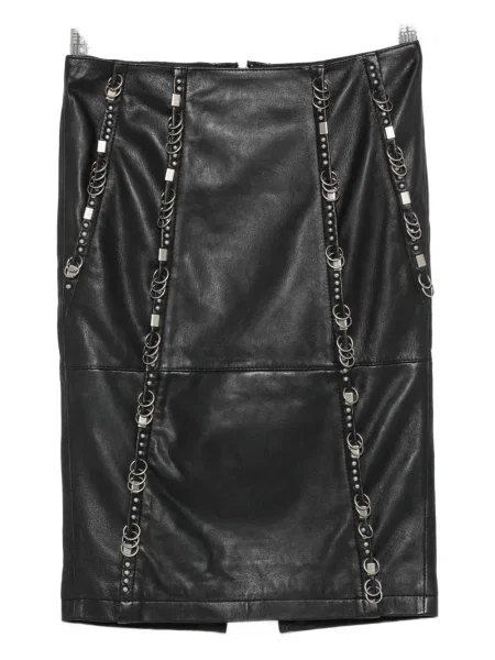 Fustă din piele Patrizia Pepe cu tepi până la genunchi negru