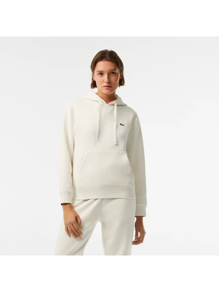 Lacoste Bluza Z Kapturem I Luźnym Krojem Z Mieszanki Bawełny biała