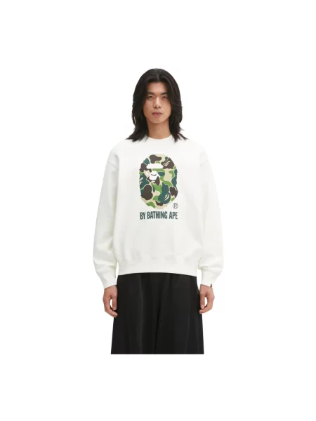A Bathing Ape bluza ABC Camo APE Head beżowy z nadrukiem biała