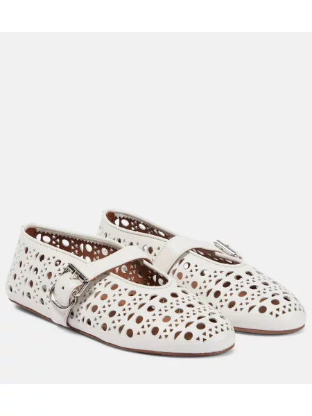 Usnjene balerinke Alaia bela