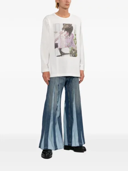 Lung tricou Junya Watanabe Man cu imagine alb