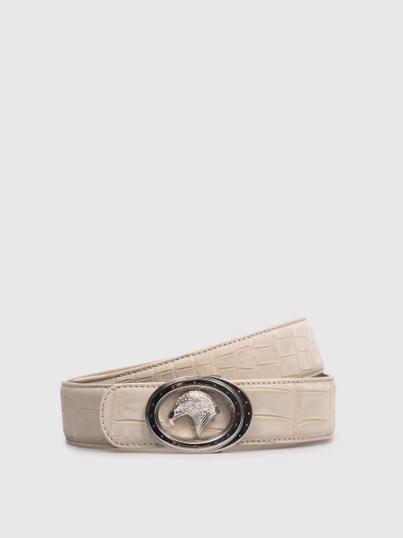 Кожаный ремень Stefano Ricci с ремешками бежевый