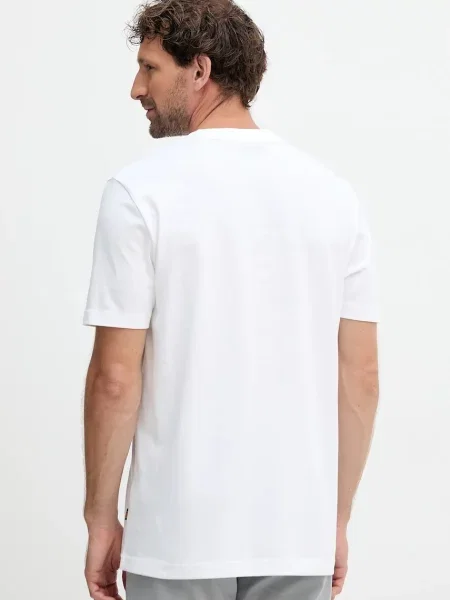 BOSS Orange tricou din cu imprimeu bej
