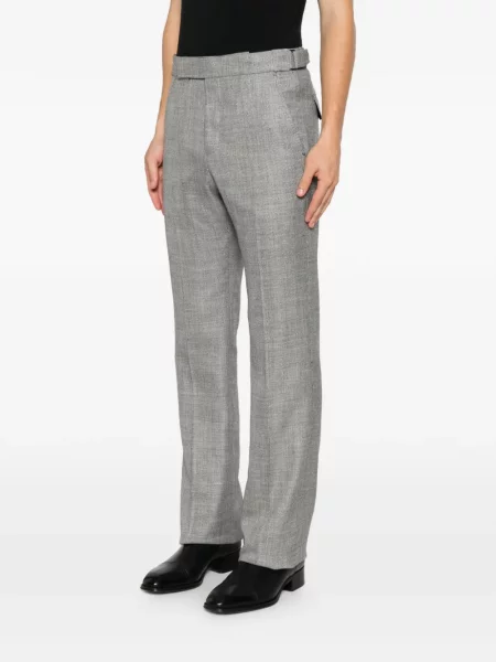Pantaloni Tom Ford cu model herringbone negru