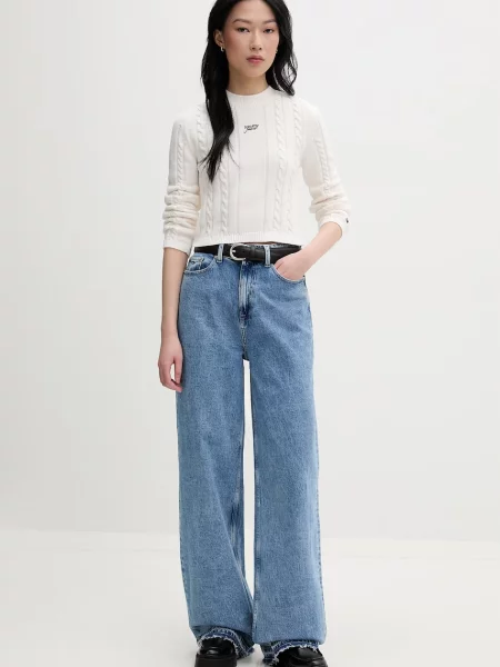 Tommy Jeans kavbojke s širokimi hlačnicami modra