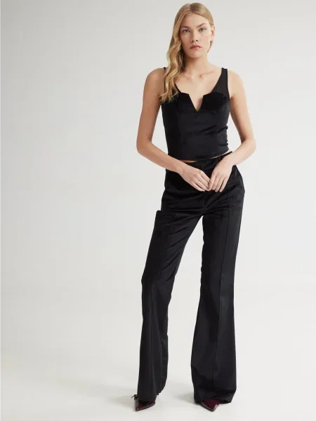 Pantaloni cu dungă Scarlet' negru