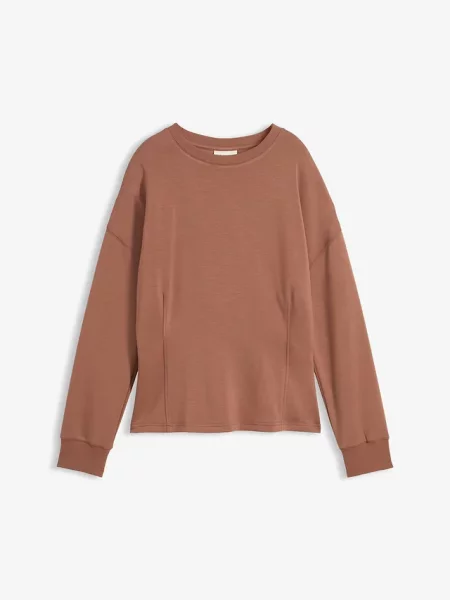 Bluza taliowana z dzianiny scuba brązowa
