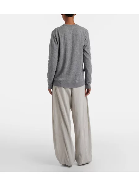 Pantaloni The Row de mătase plisate gri