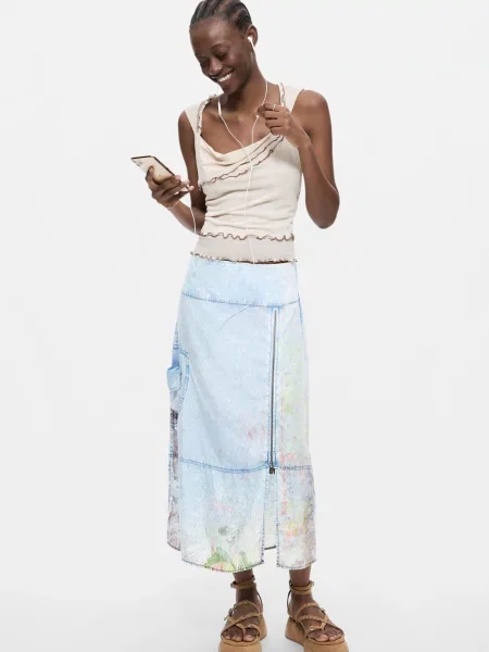 Desigual Fustă denim albastru